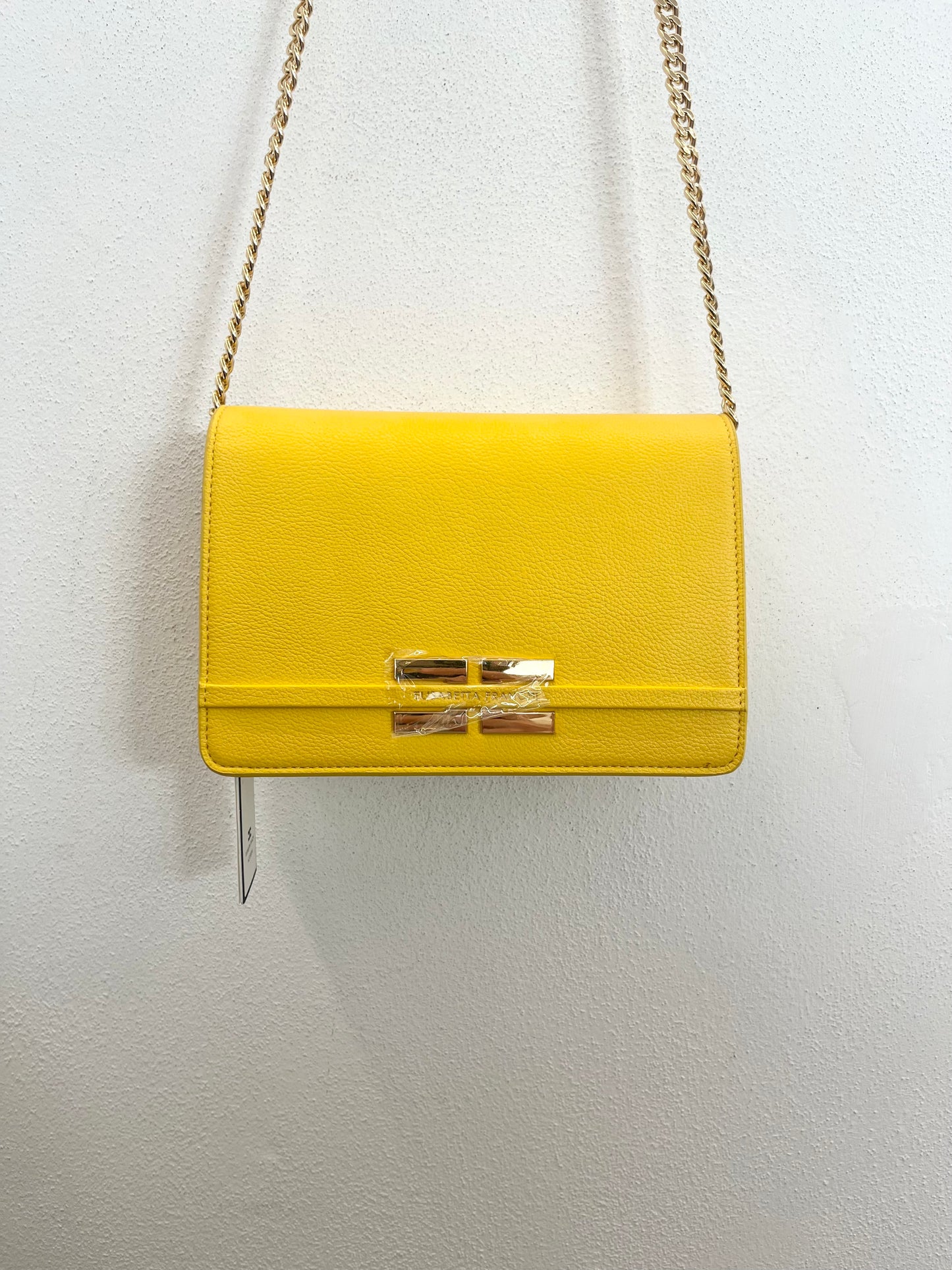 Borsa Elisabetta Franchi a tracolla con pattina e placca logo
