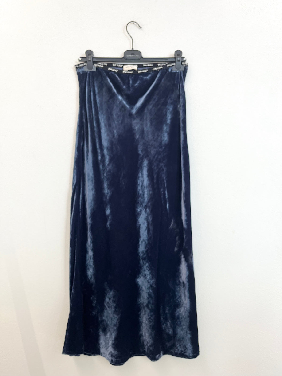 Gonna Otto d'Ame Longuette in Velluto Cangiante Blu Notte