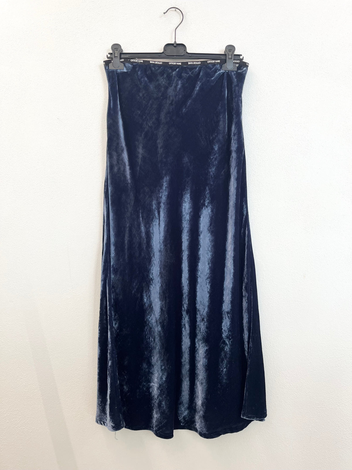 Gonna Otto d'Ame Longuette in Velluto Cangiante Blu Notte