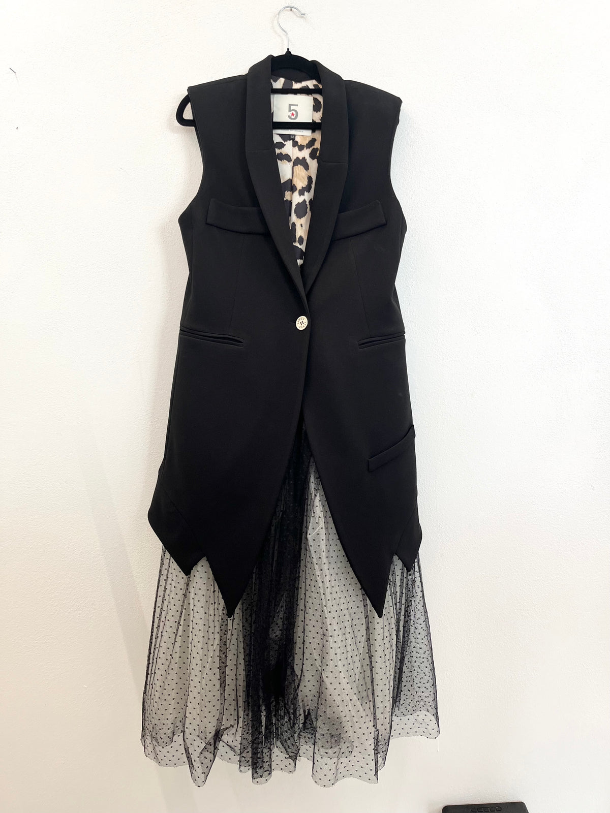 Abito Lungo 5 Progress Sartoriale con Gonna in Tulle a Pois