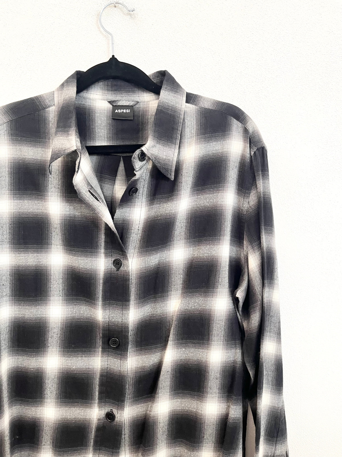 Camicia Over Aspesi a Quadri Antracite e Panna