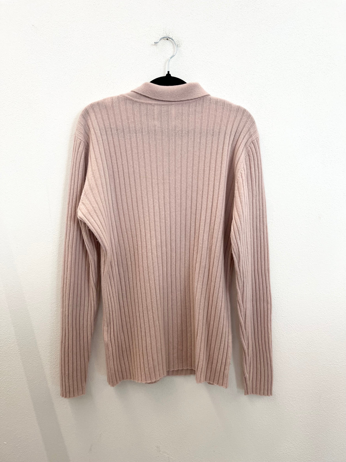 Maglione Allude a Coste Rosa Cipria con Colletto a Polo