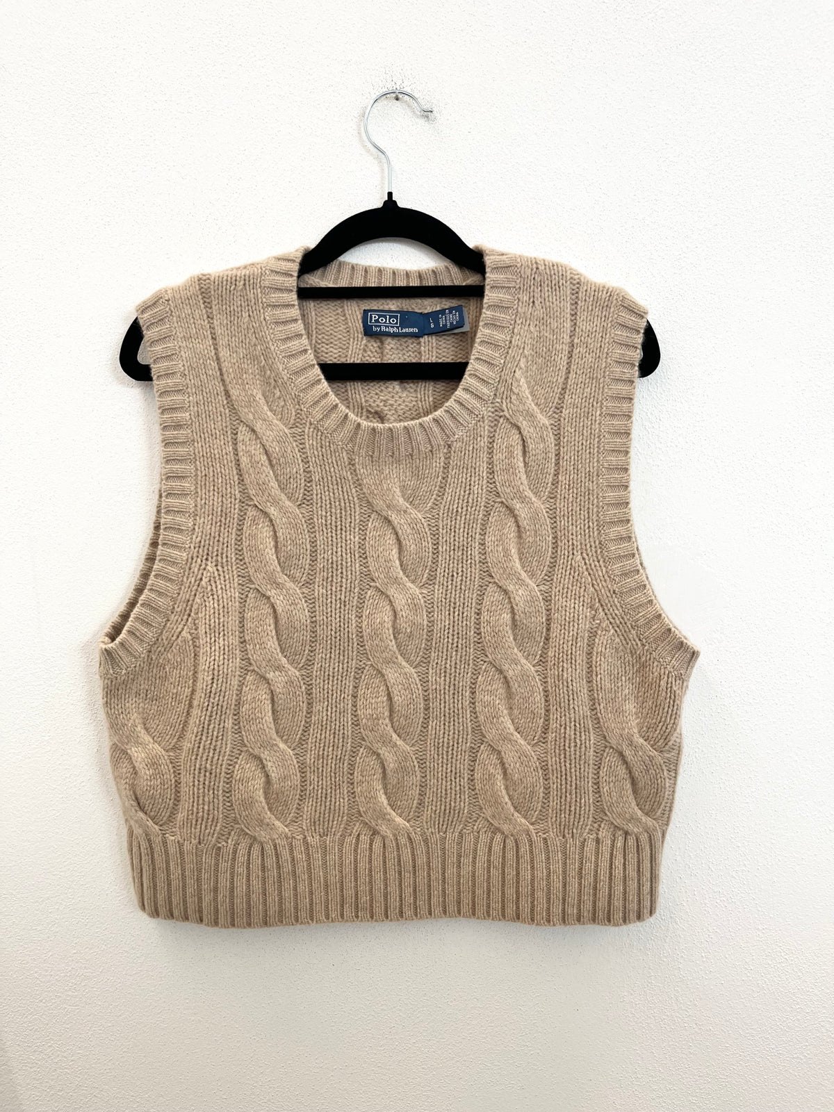 Gilet a Coste Ralph Lauren in Maglia a Trecce Cammello