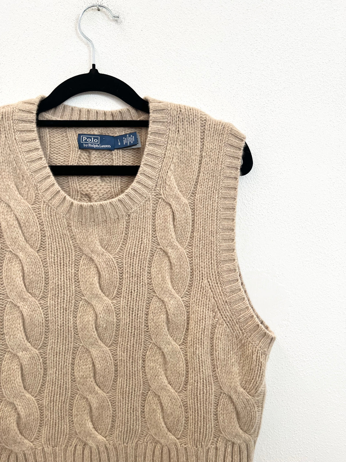 Gilet a Coste Ralph Lauren in Maglia a Trecce Cammello