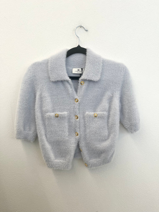 Cardigan Elisabetta Franchi in maglia fluffy a maniche corte
