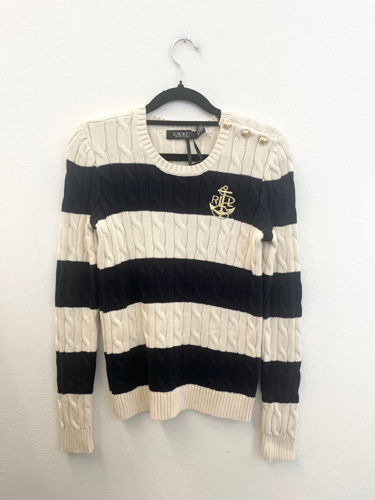 Maglione Lauren Ralph Lauren a righe con lavorazione a trecce