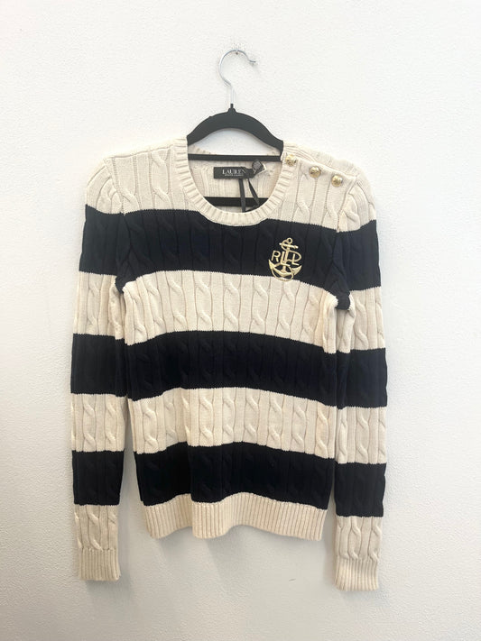 Maglione Lauren Ralph Lauren a righe con lavorazione a trecce