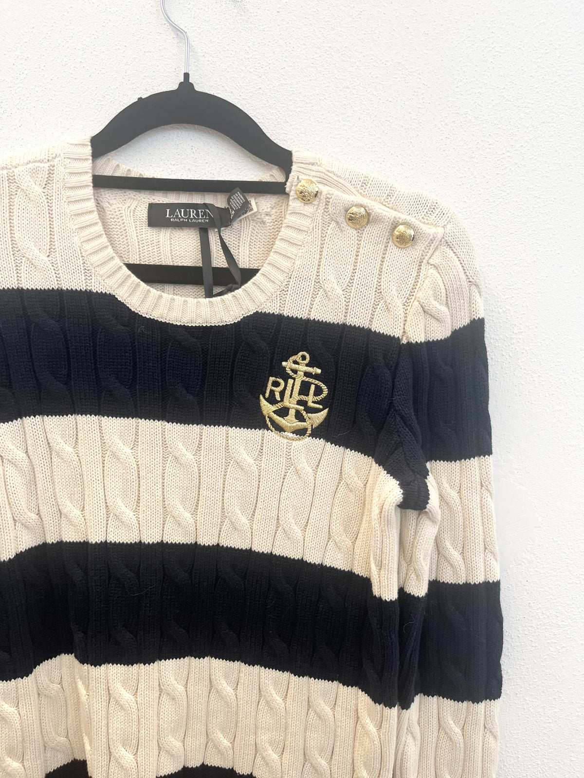 Maglione Lauren Ralph Lauren a righe con lavorazione a trecce