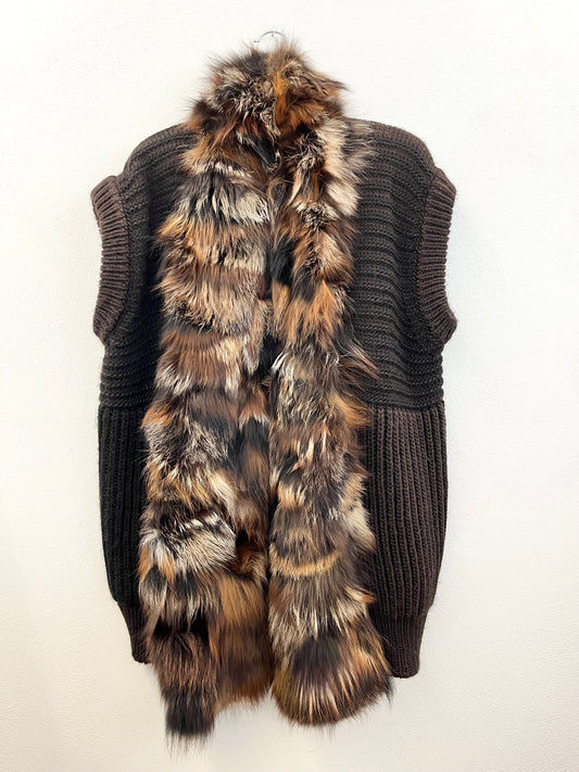 Gilet in maglia Sword con dettaglio in pelliccia