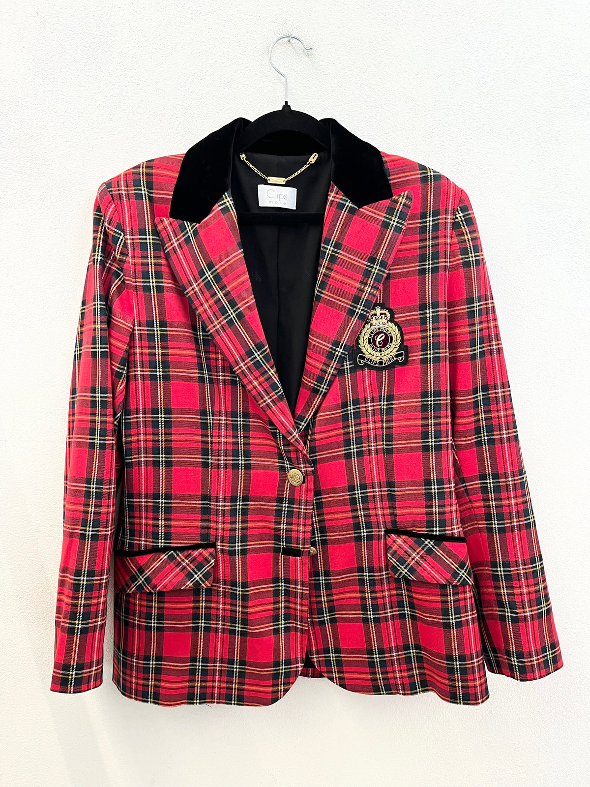Blazer Clips more Tartan con Dettagli in Velluto