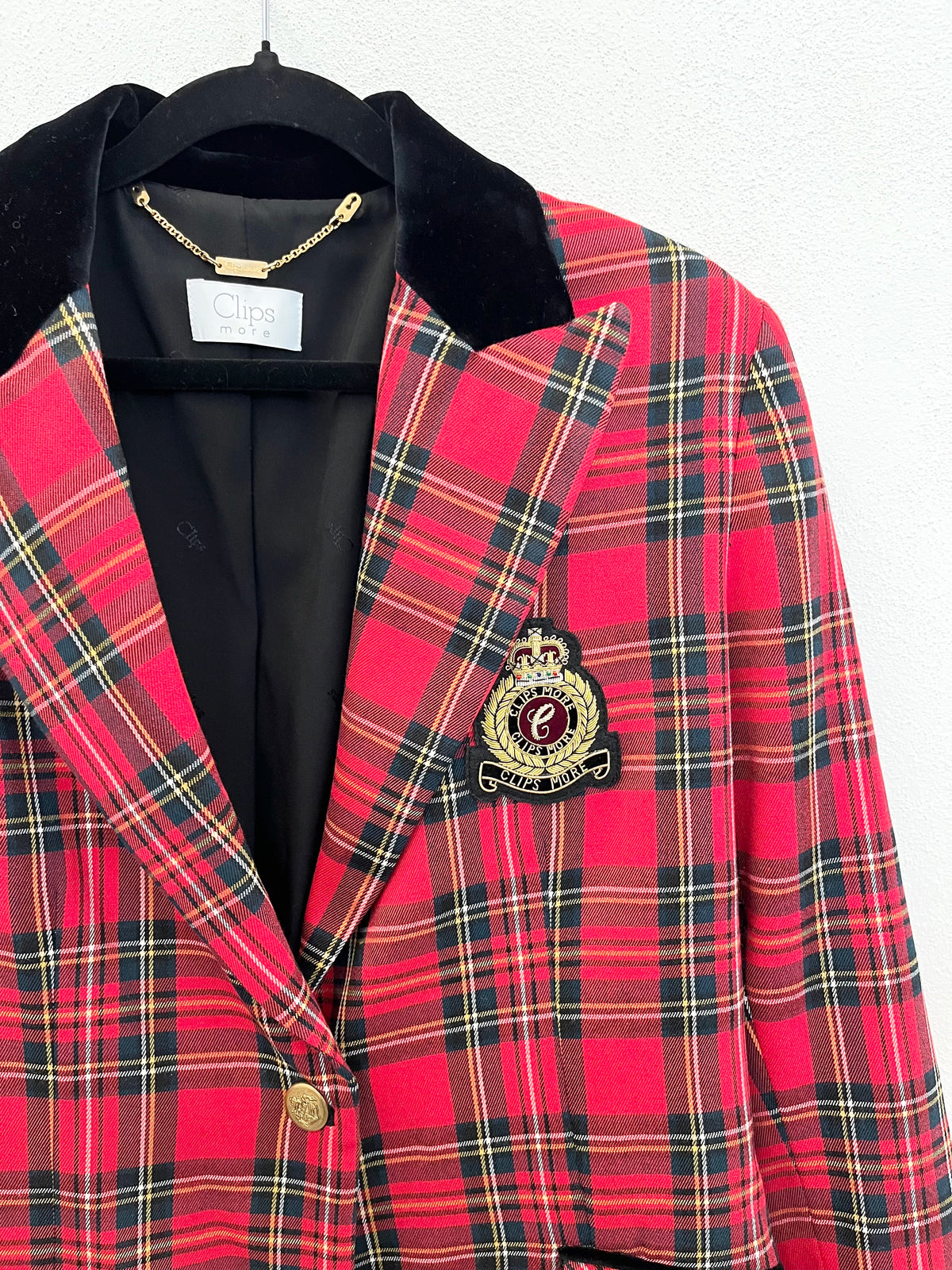 Blazer Clips more Tartan con Dettagli in Velluto
