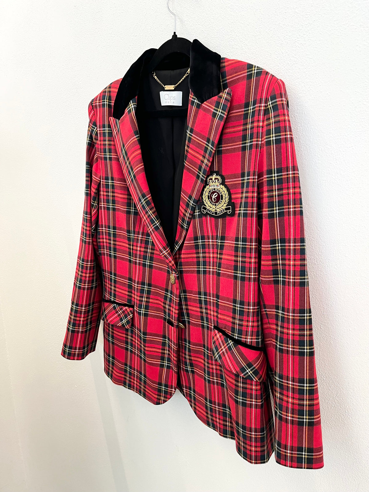 Blazer Clips more Tartan con Dettagli in Velluto