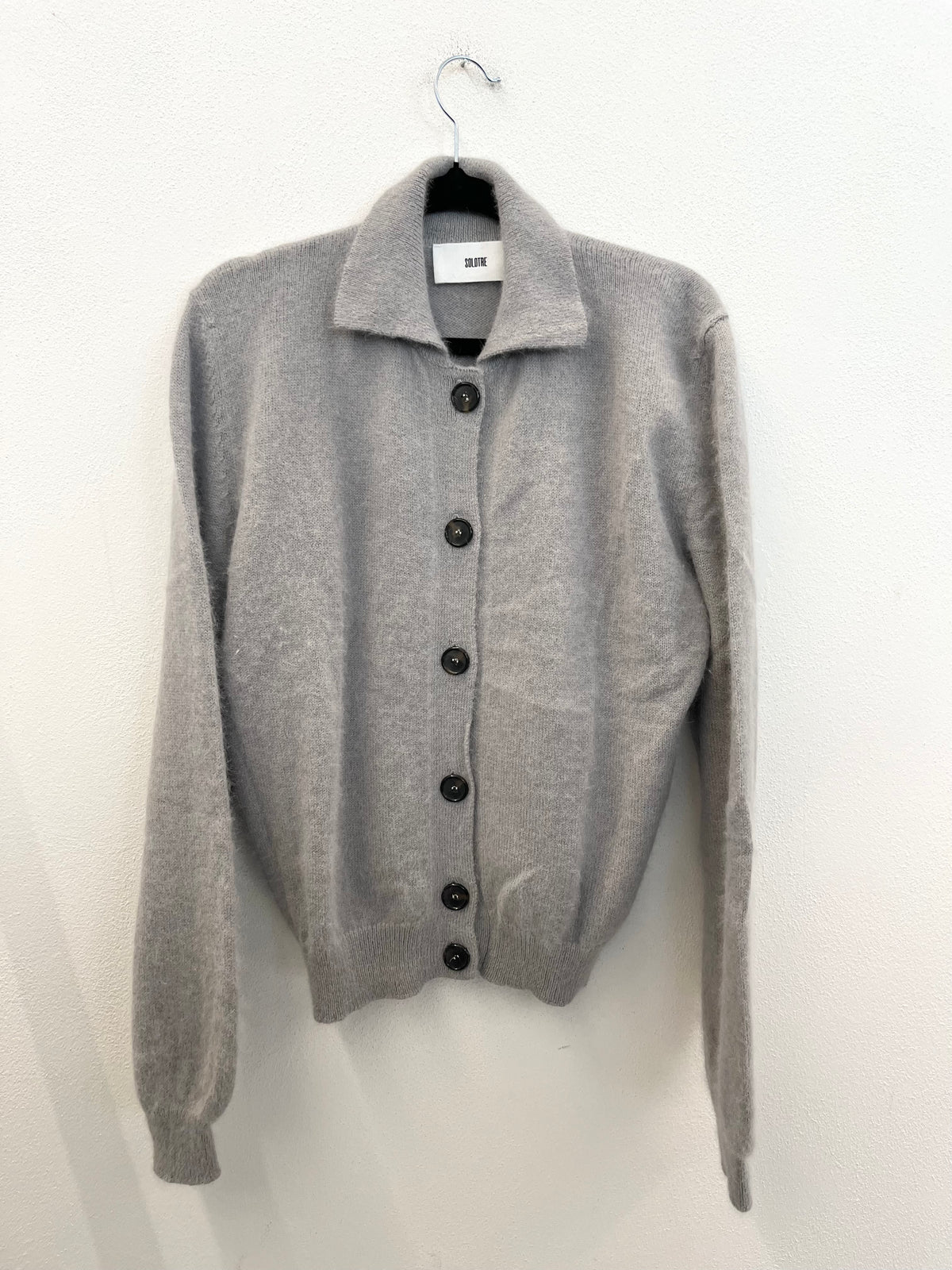 Cardigan Solotre in Maglia Rasata con Colletto