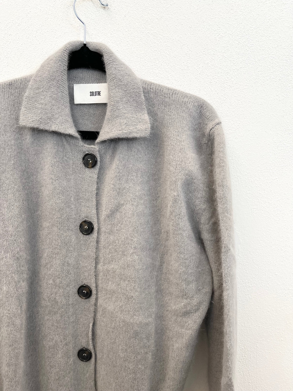 Cardigan Solotre in Maglia Rasata con Colletto