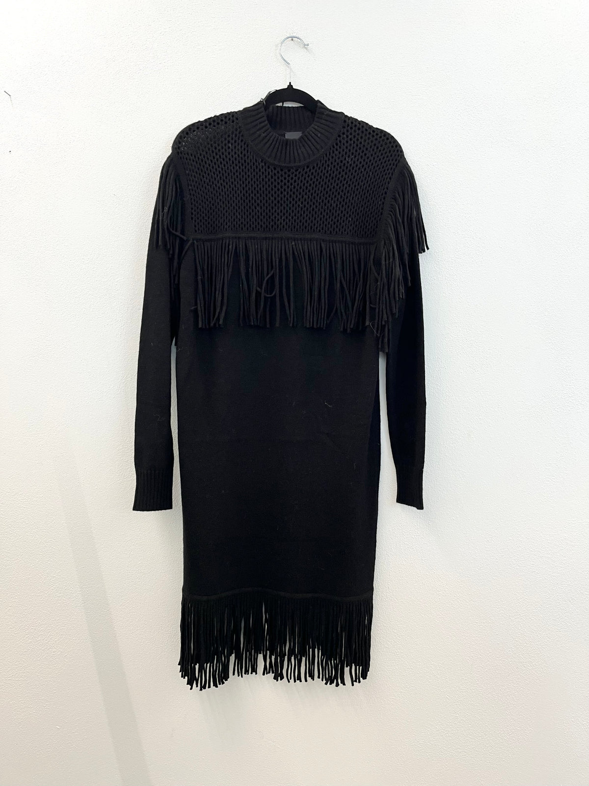 Abito in maglia Pinko con frange e rete