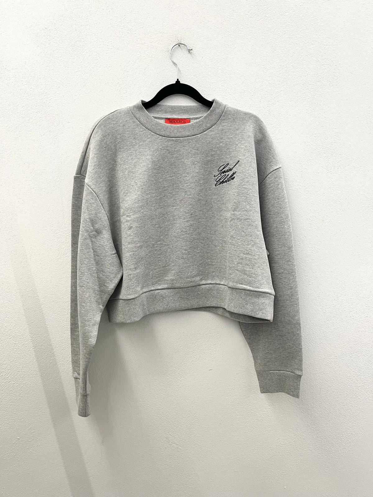 Felpa cropped Max & Co. girocollo con ricamo
