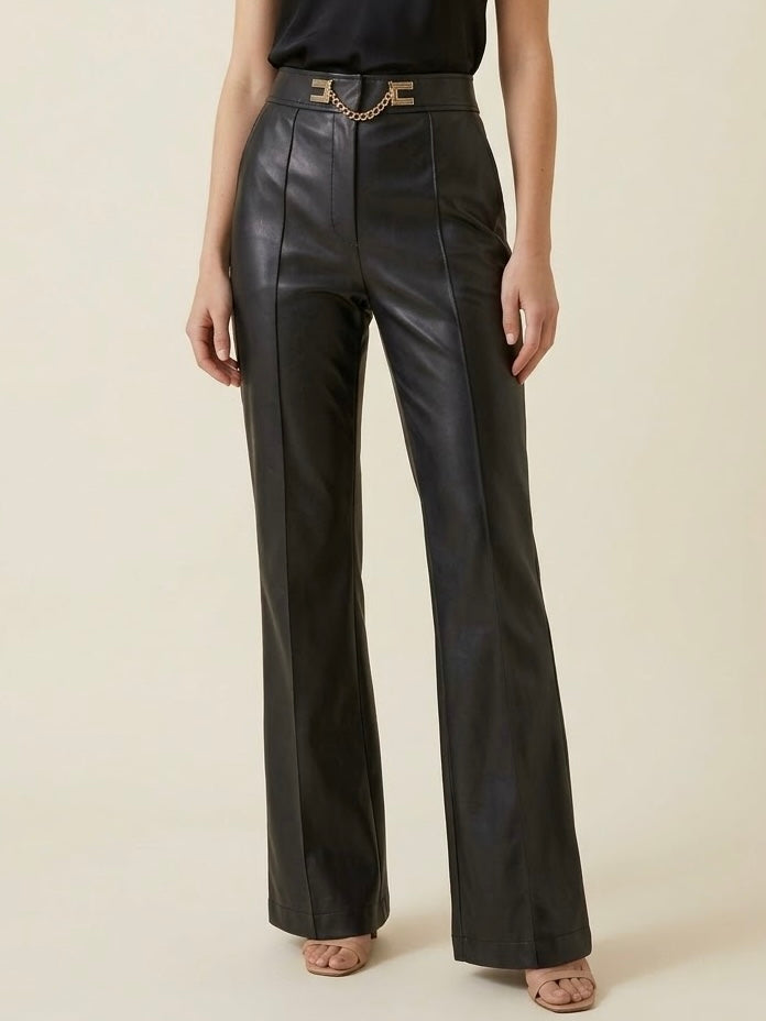 Pantaloni Neri Effetto Pelle Elisabetta Franchi