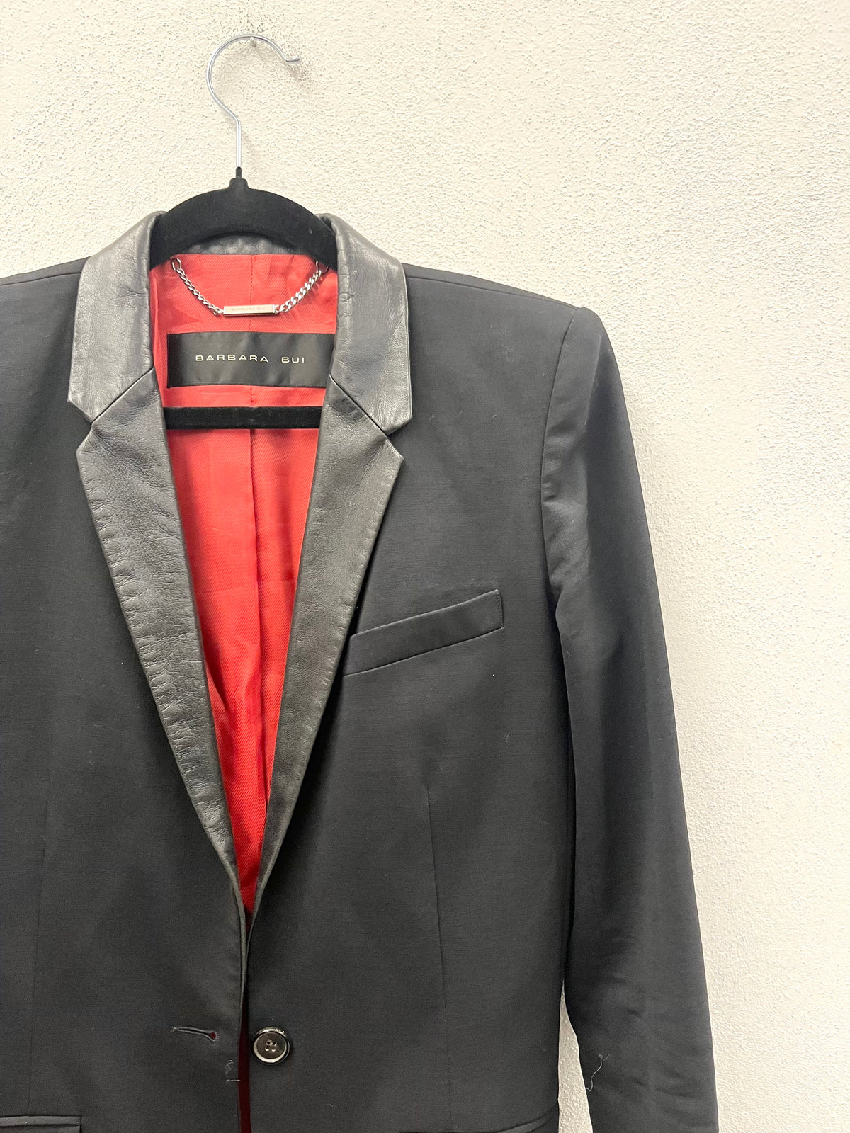 Blazer Nero con Revers in Pelle Barbara Bui