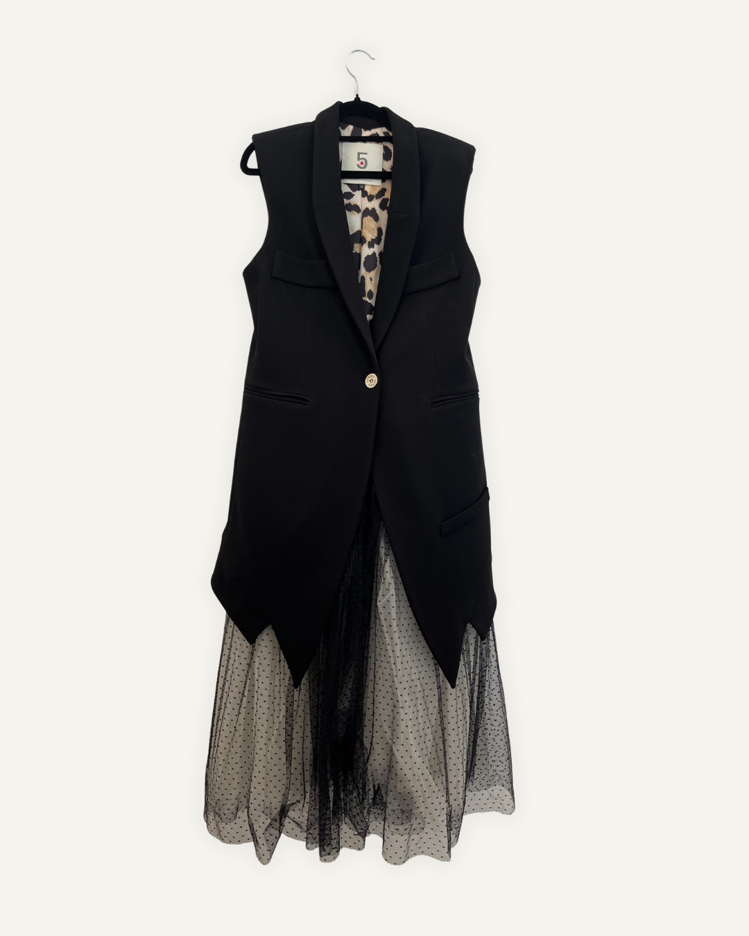 Abito Lungo 5 Progress Sartoriale con Gonna in Tulle a Pois