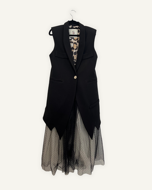 Abito Lungo 5 Progress Sartoriale con Gonna in Tulle a Pois