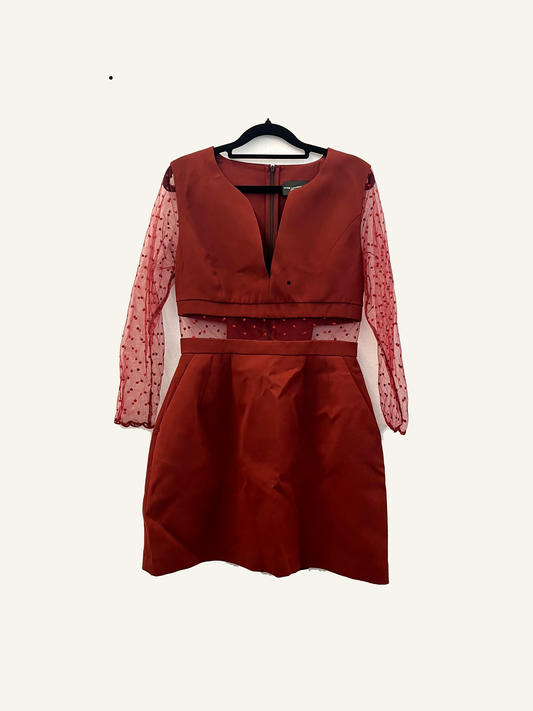 Abito Corto Bordeaux Atos Lombardini con Maniche Tulle