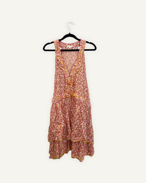Abito Poupette St. Barth floreale smanicato con balze