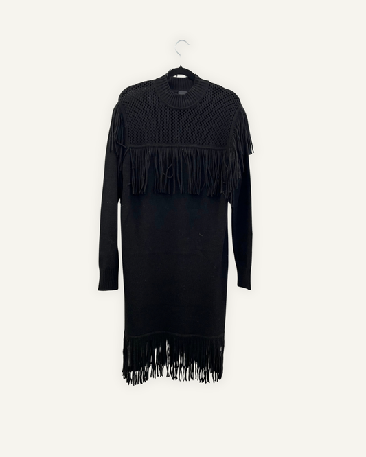 Abito in maglia Pinko con frange e rete
