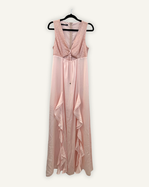 Anna Rita N Powder Pink Evening Dress with Lace Bodice