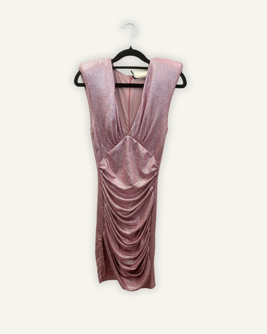 Vestito Corto di Aniye By Drappeggiato Lurex Rosa Cipria
