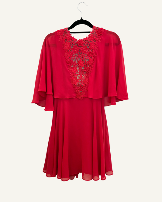 Abito Corto di BCBG in Chiffon con Applicazioni Floreali
