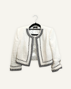 Giacca cropped Elisabetta Franchi in tweed con profili a contrasto