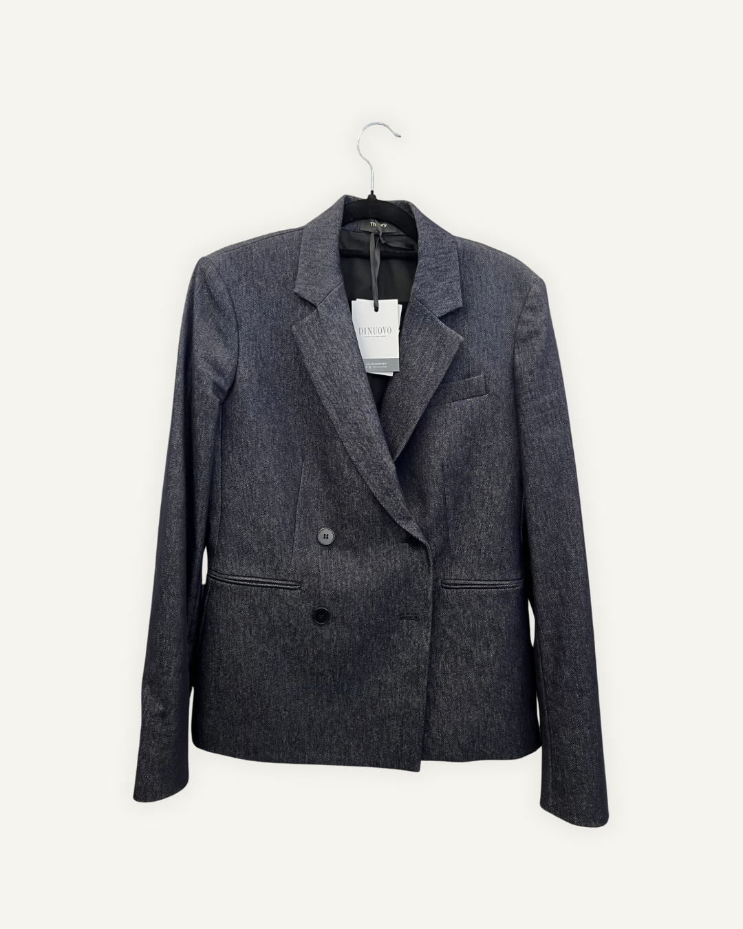 Blazer Theory Doppio Petto in Denim Scura