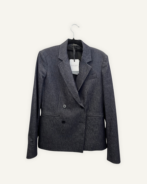 Blazer Theory Doppio Petto in Denim Scura