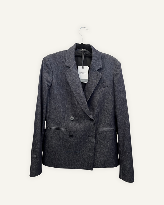 Blazer Theory Doppio Petto in Denim Scura