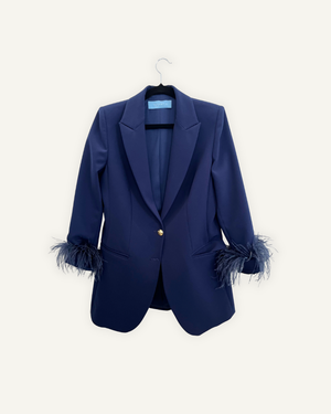 Blazer monopetto De Santis by Martin Alvarez con dettagli in piuma