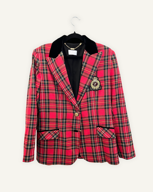 Blazer Clips more Tartan con Dettagli in Velluto
