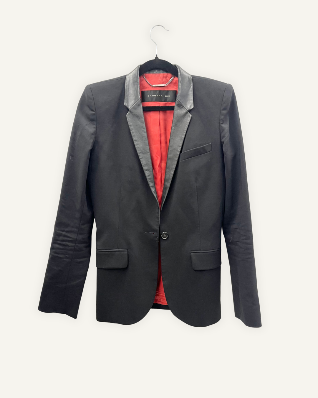 Blazer Nero con Revers in Pelle Barbara Bui
