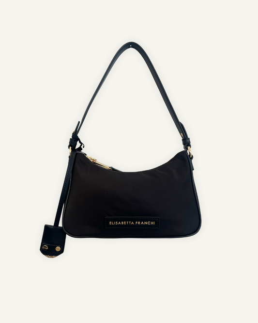 Borsa Elisabetta Franchi a spalla minimal con placca logo