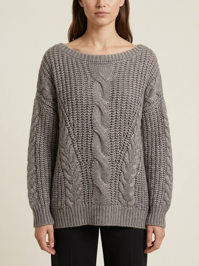 Maglione a Trecce Bronzo Snobby Sheep in Lana e Lurex