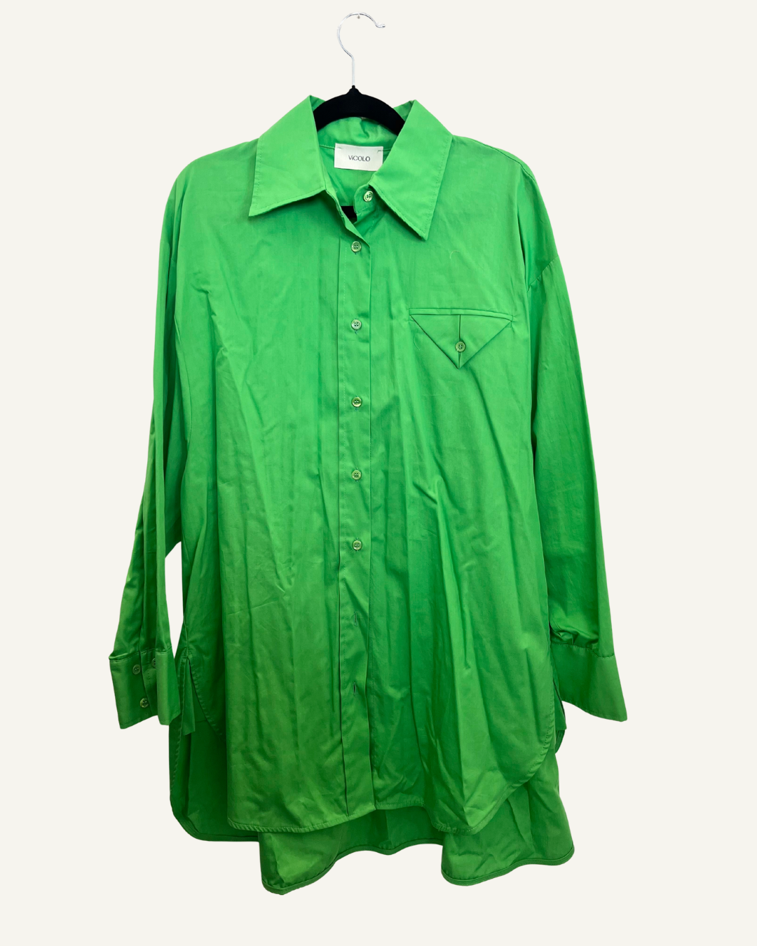 Vicolo Oversize Long Green Shirt