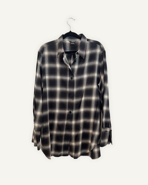 Camicia Over Aspesi a Quadri Antracite e Panna