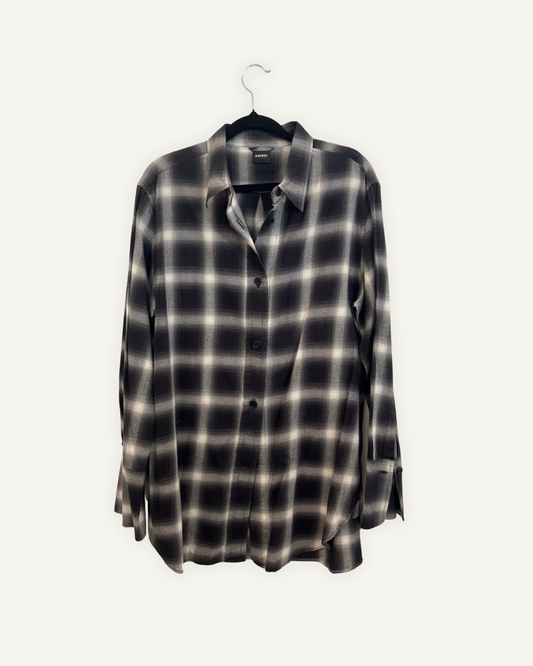 Camicia Over Aspesi a Quadri Antracite e Panna