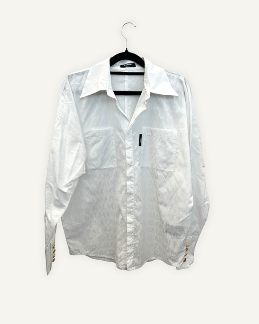 Camicia Balmain fluida jacquard logata