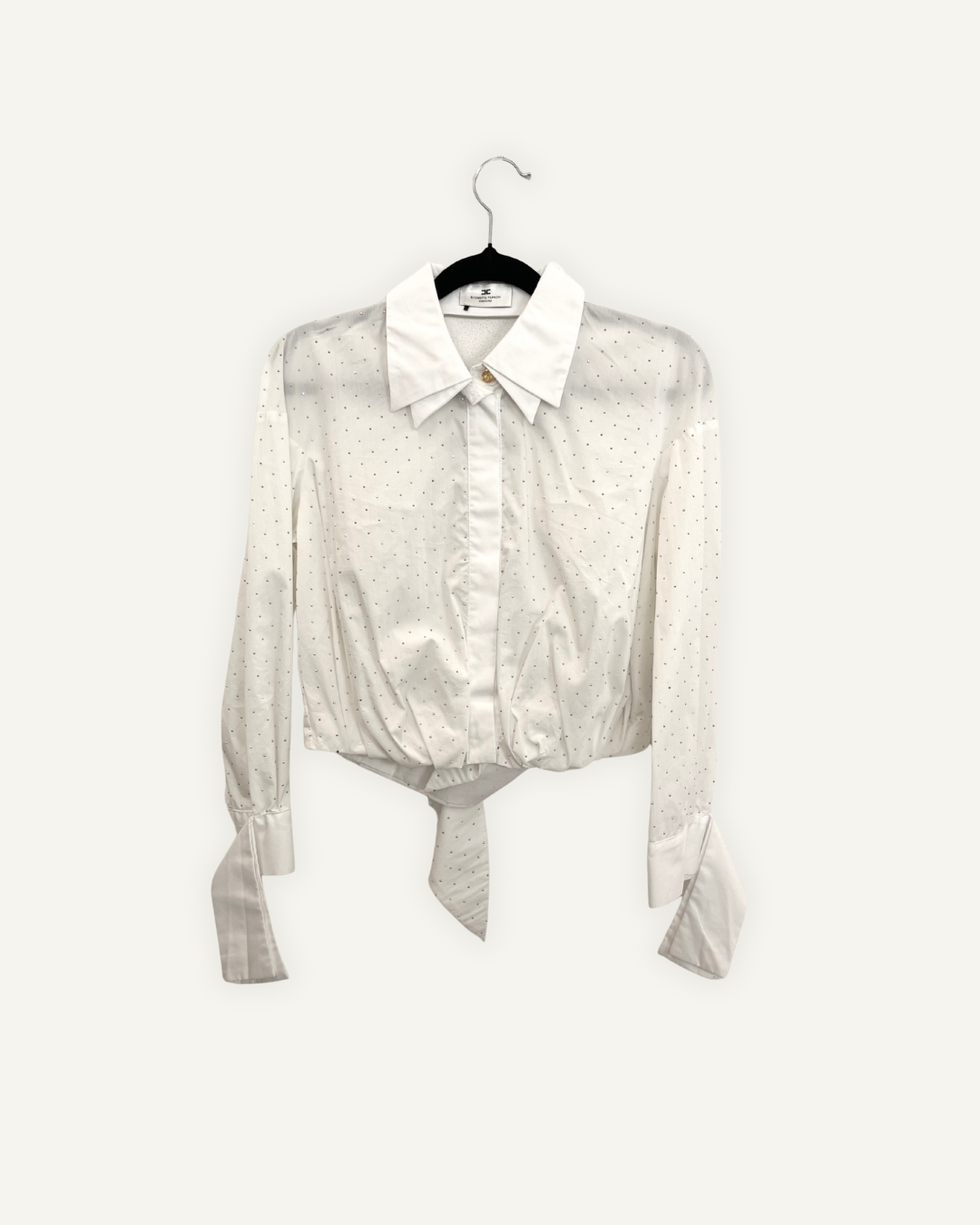 Blusa Elisabetta Franchi Cropped Jewel con Strass e Fiocco