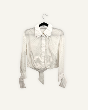 Blusa Elisabetta Franchi Cropped Jewel con Strass e Fiocco