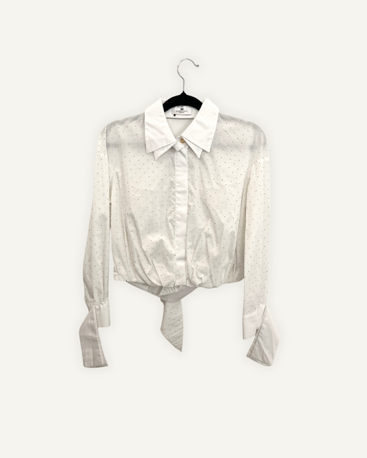 Blusa Elisabetta Franchi Cropped Jewel con Strass e Fiocco