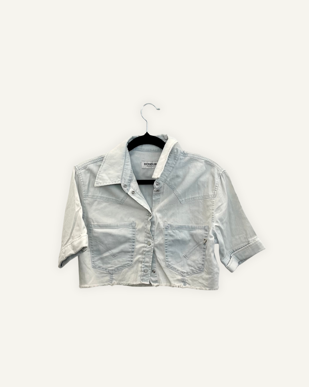 Camicia DonDup crop in denim lavaggio chiaro