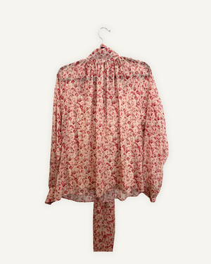 Blusa Max Mara in Chiffon Floreale con Scarf-Neck