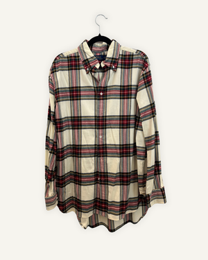 Camicia Polo Ralph Lauren Tartan in Cotone panna con Dettagli Rosso e Verde