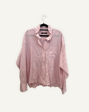 Camicia True NYC in lino con collo a ruches